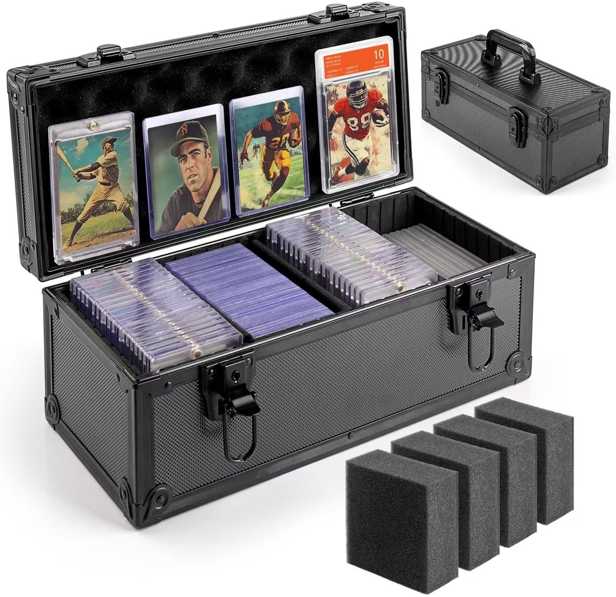 Omgoods - Top Loader Card Case met Sleutels, Trading Card Houder voor 300+ Top Loaders
