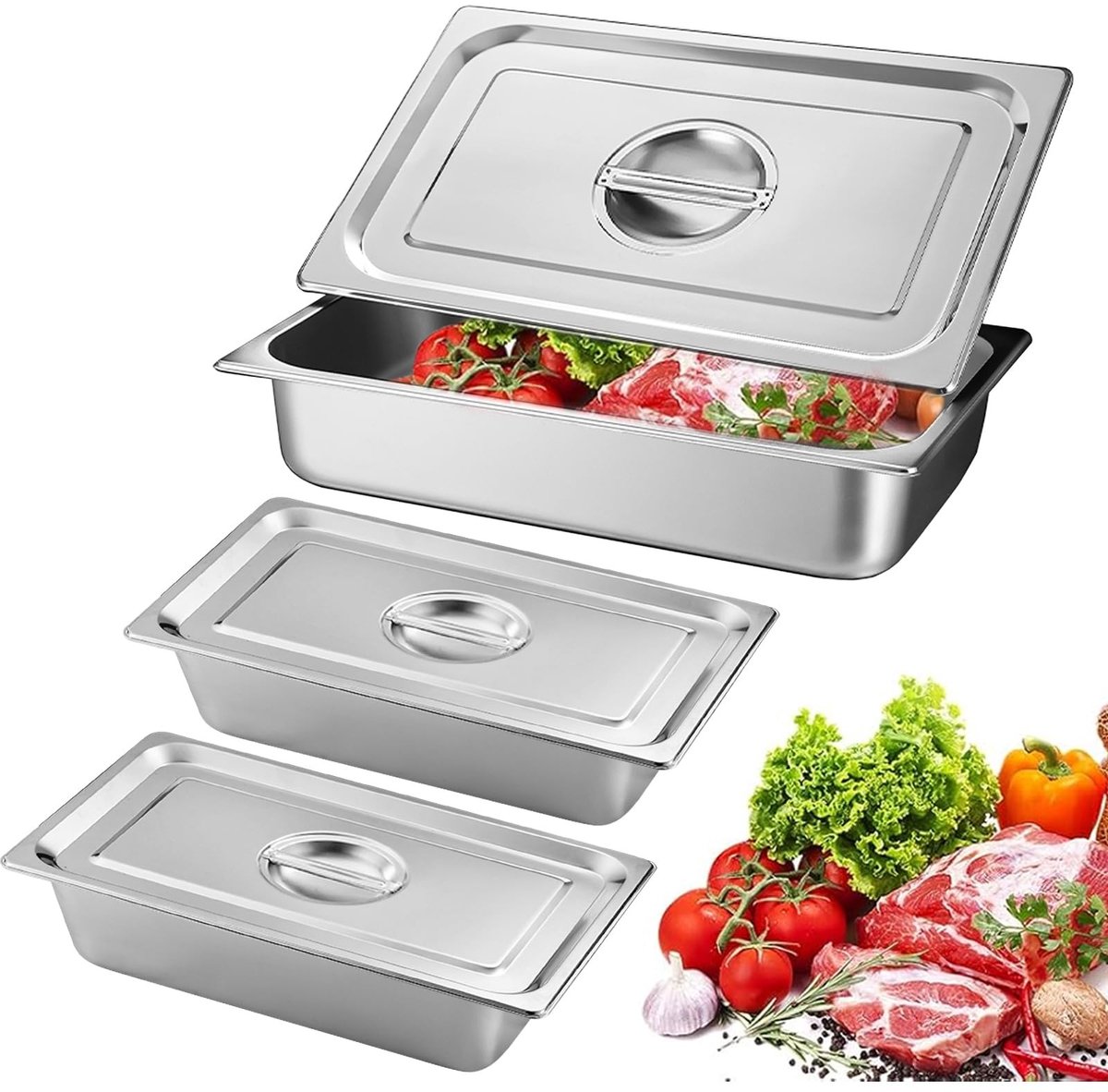 Omgoods - Breading Set van 3 Hotelpannen - 32.5 x 17.5 x 6.5 cm