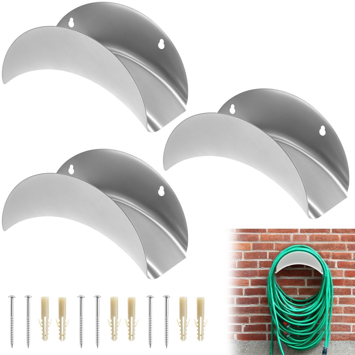 Omgoods - Set van 3 Wandbeugels voor Tuinslangen van Duurzaam IJzer