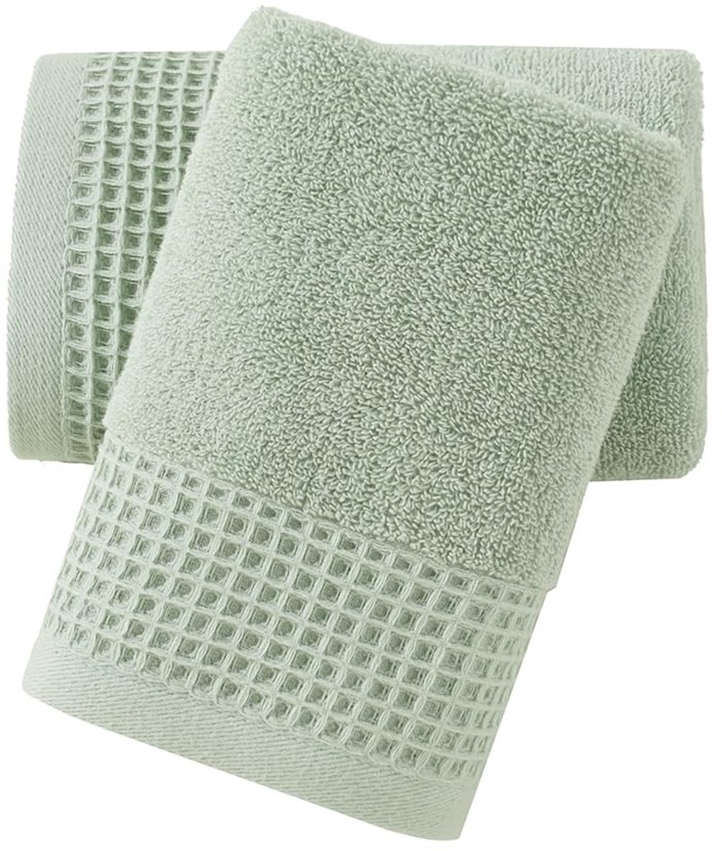 Omgoods - Premium 2-delige Handdoekenset - Terry en Waffle Design, 100% Katoen