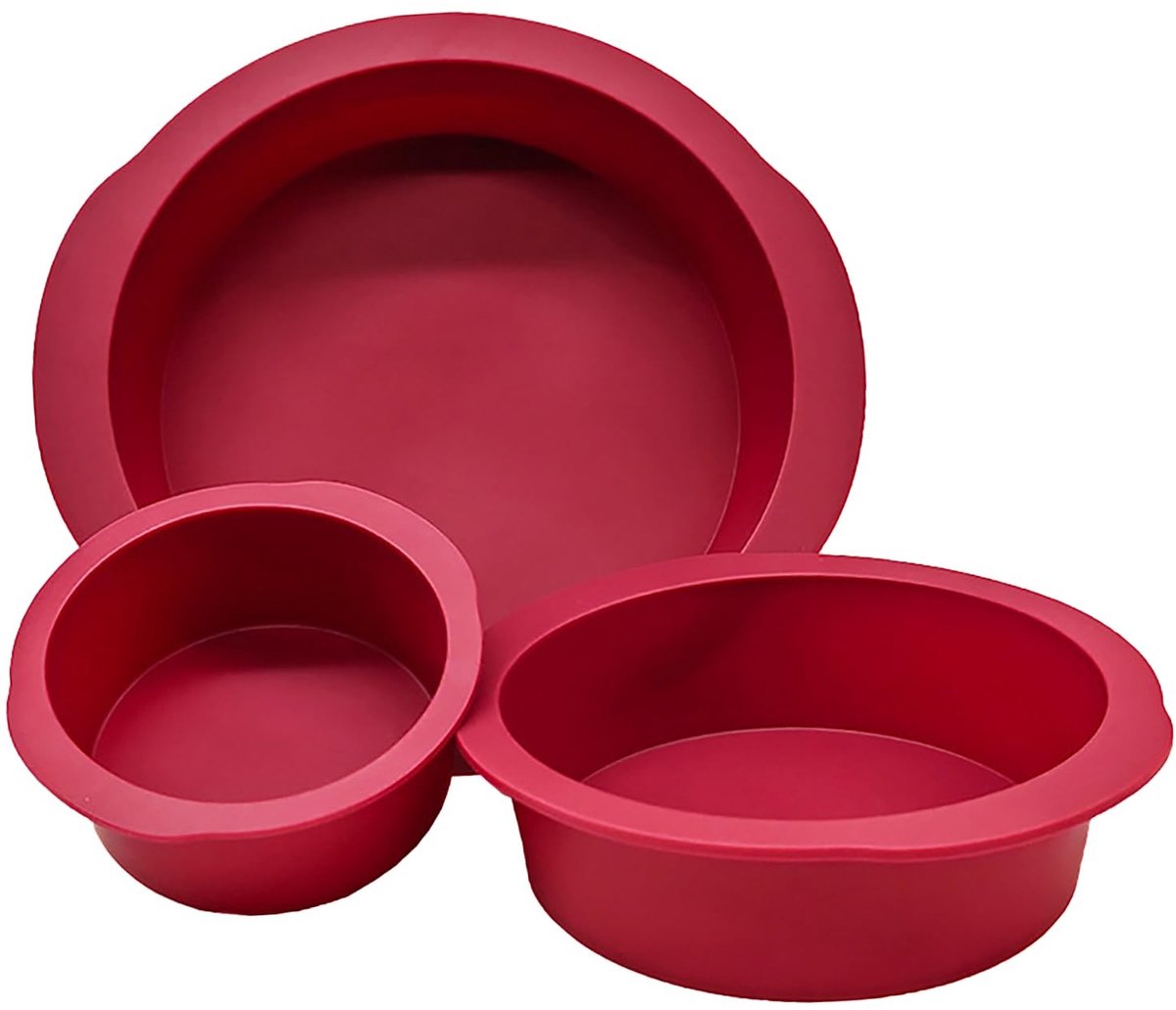 Omgoods- Siliconen Bakvorm Set - 3 Stuks Ronde Bakvormen - Antiaanbaklaag - Hittebestendig - Flexibel - BPA-vrij - 10/15/20 cm