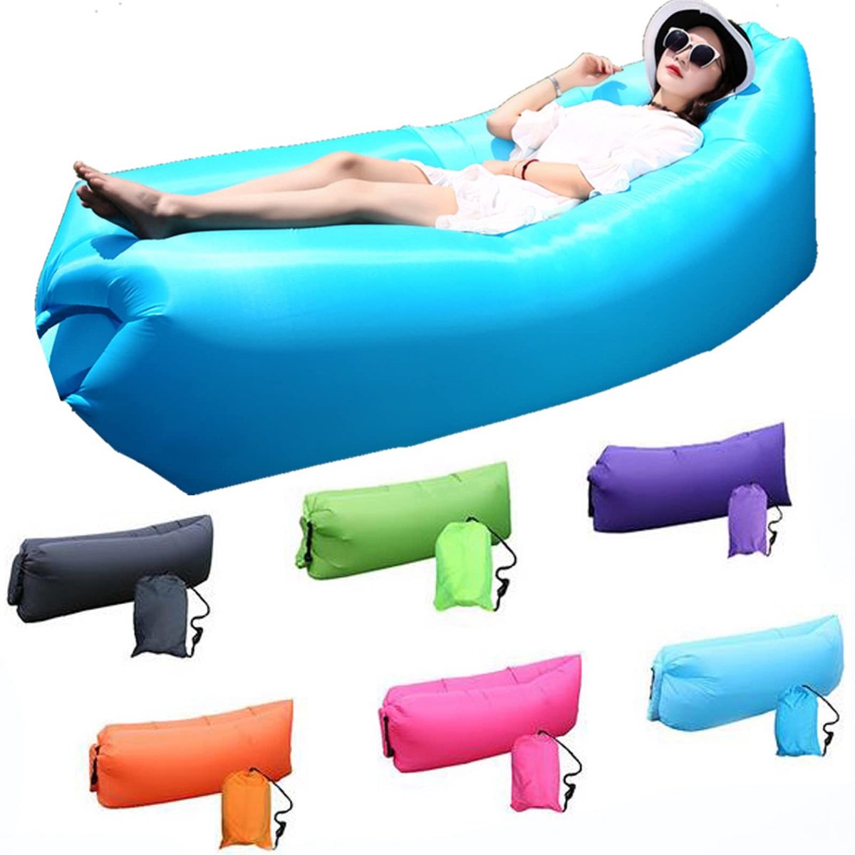Omgoods - Opblaasbare Air Sofa met Draagtas - Waterdicht voor Tuin, Strand en Kamperen