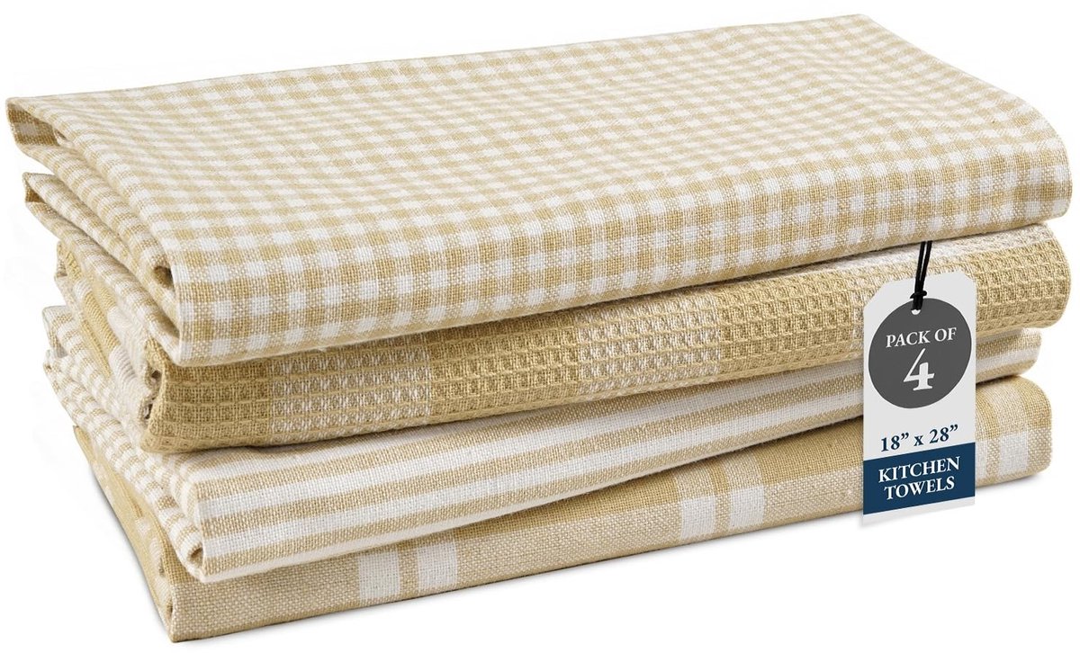 Omgoods - Keukenhanddoeken Set van 4 - Absorberende Theedoeken voor de Keuken