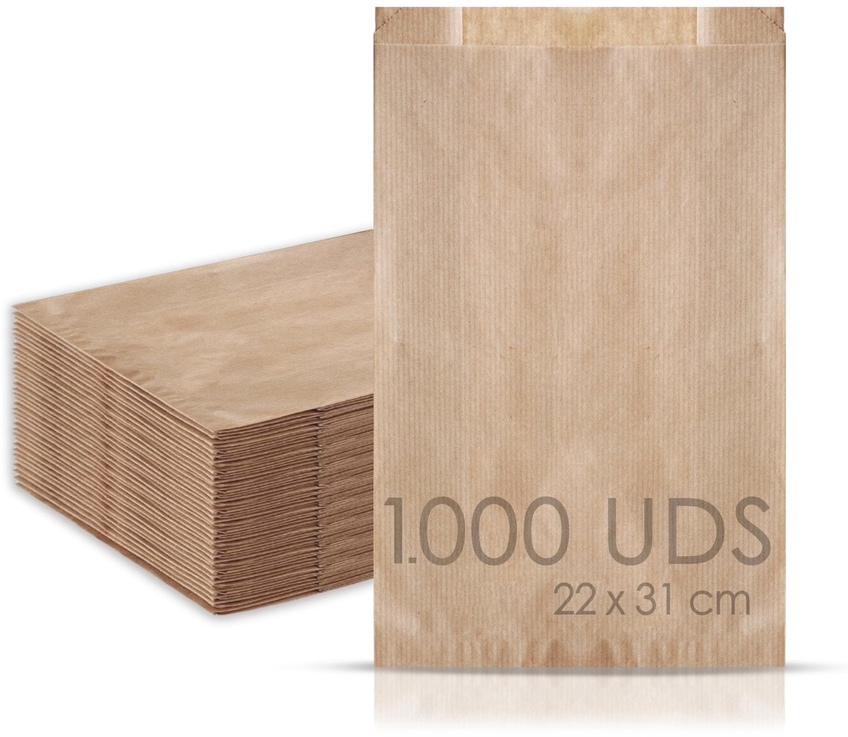 Omgoods - 1000 Kraft Papieren Tassen - 22 + 7 x 31 cm voor Brood, Cadeaus en Bakkerij