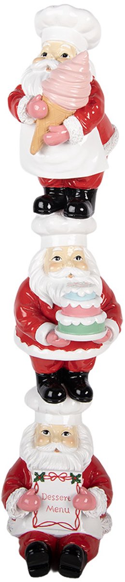 Clayre & Eef Kerstdecoratie Beeld Kerstman 12x14x52 cm Rood Kunststof