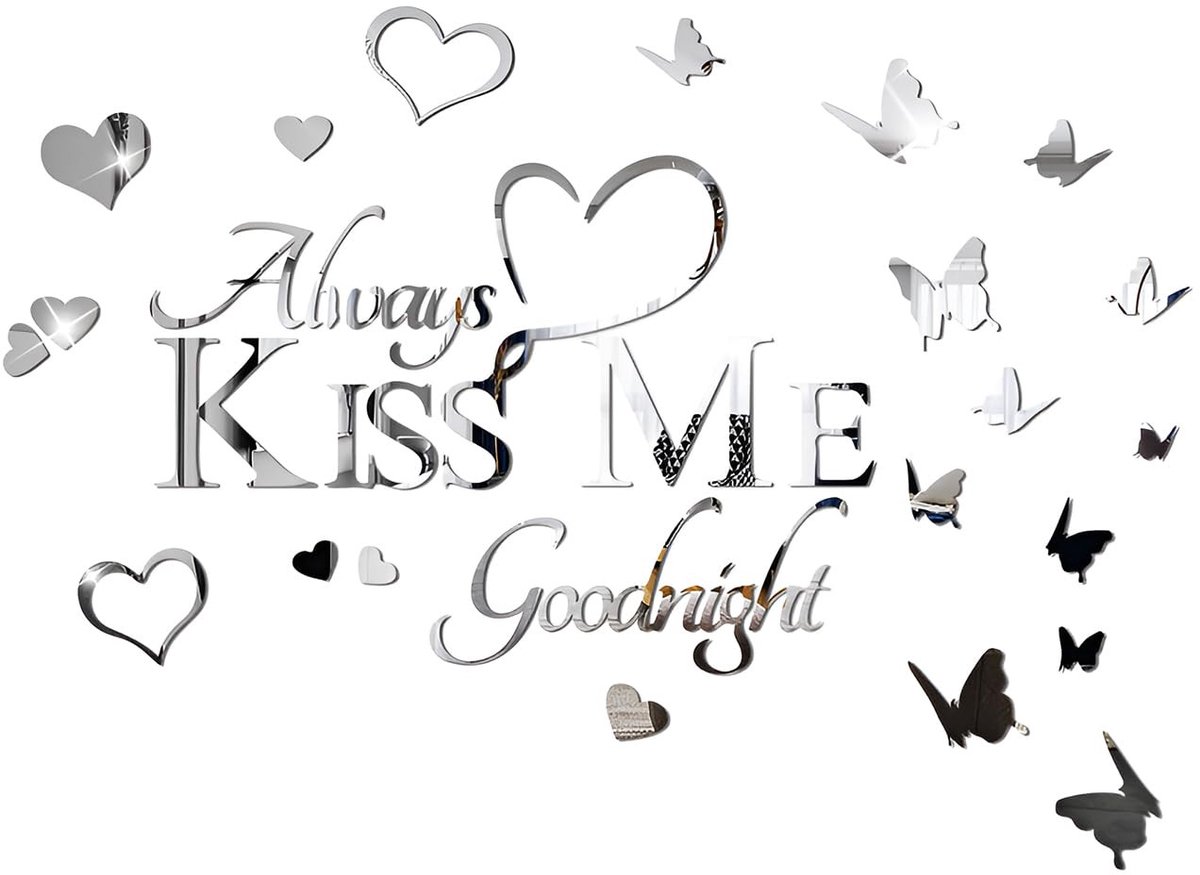 Omgoods - Always Kiss Me Goodnight Spiegel Muurstickers - Romantische Wanddecoratie voor Slaapkamer