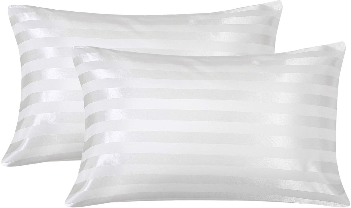 Omgoods - Set van 2 Satijnen Pillowcases 40 x 80 cm Wit