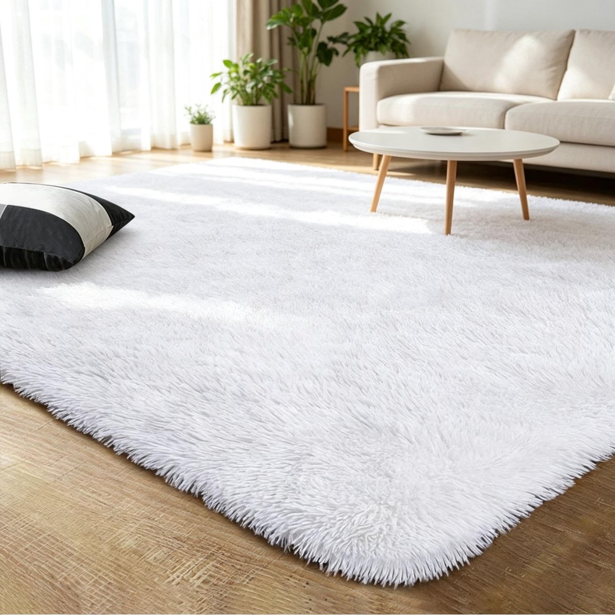 Omgoods - Fluffy Witte Vloerkleed 160x230 cm - Moderne Antislip Tapijt