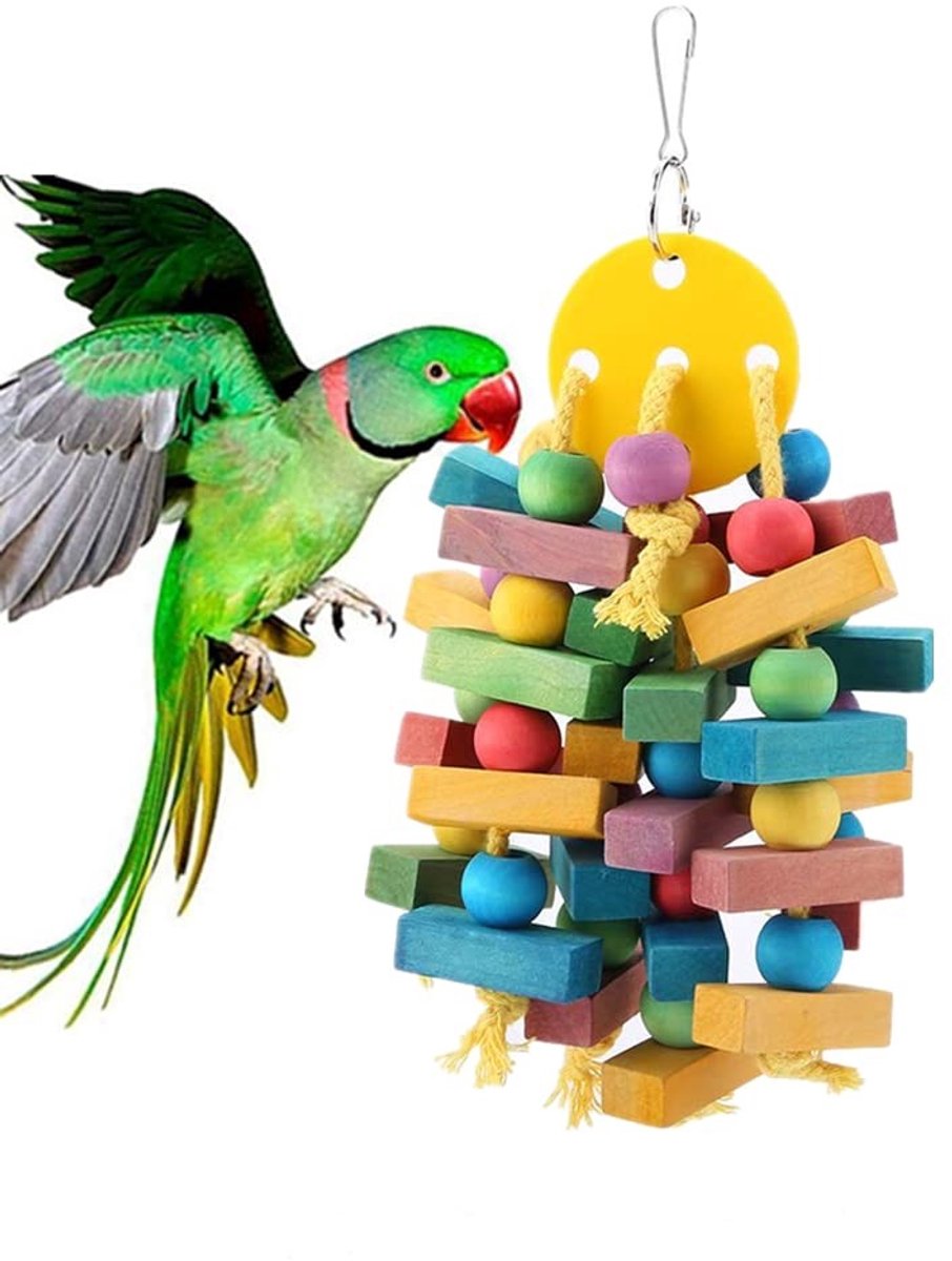 Omgoods - Hangend Speelgoed voor Vogels met Kleurrijke Blokken