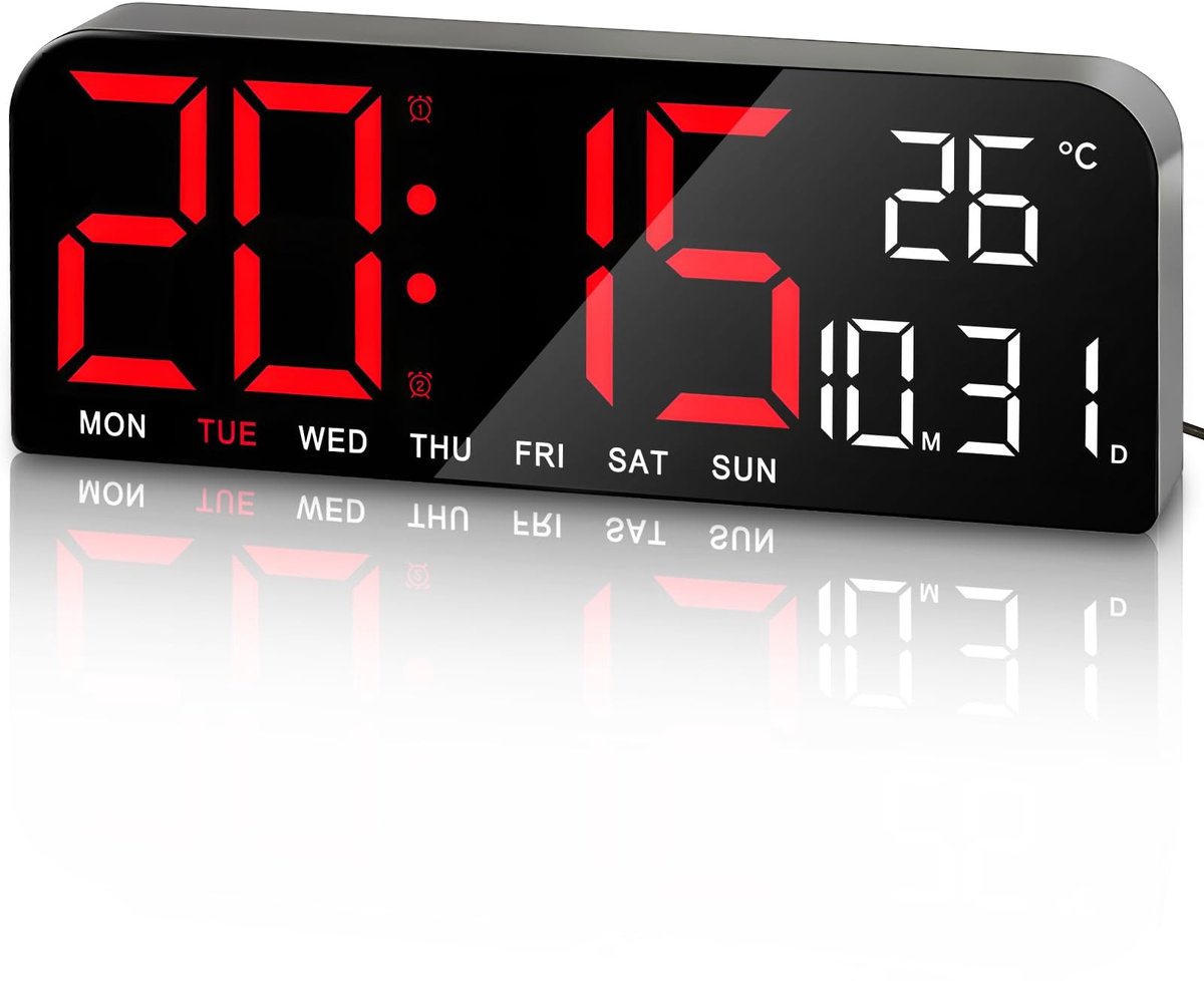 Omgoods - Digitale Wandklok 10 Inch - Klok Met Temperatuur en Countdown