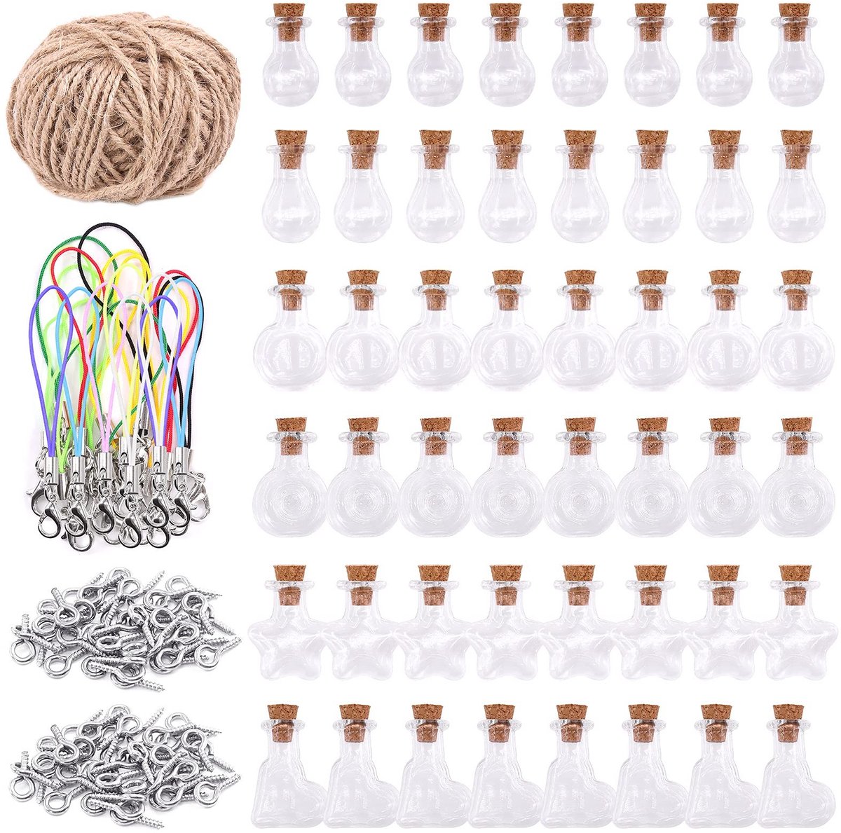 Omgoods - 119Pcs Glas Flessen Set met Kurk - Voor DIY Decoratie