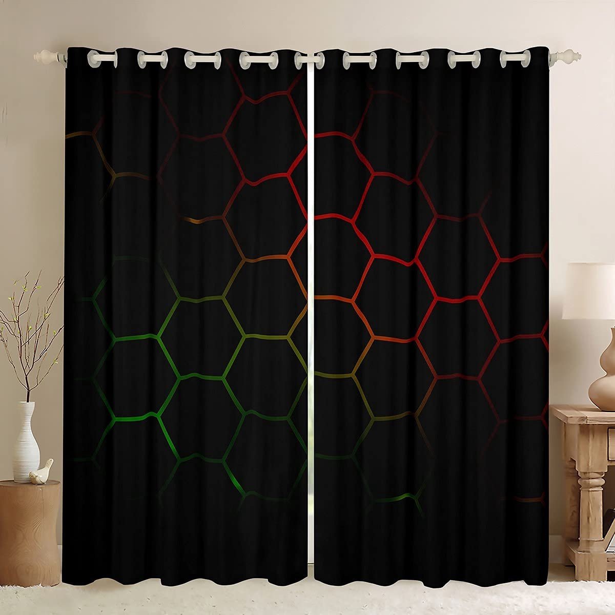 Omgoods - Geometrische Raamgordijnen voor Kinderen - W66 x L72