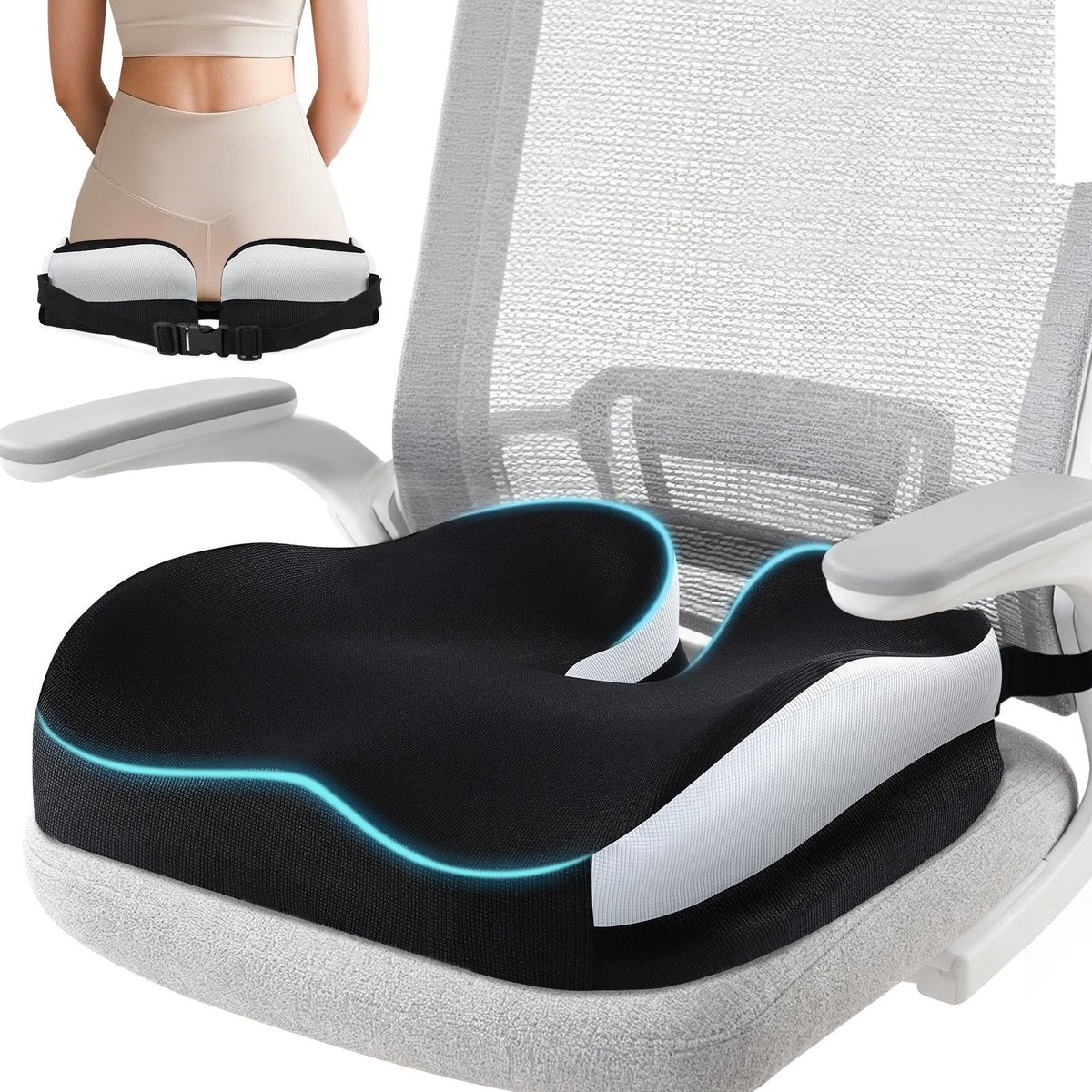 Omgoods - Ergonomisch Memory Foam Zitkussen voor Kantoorstoelen