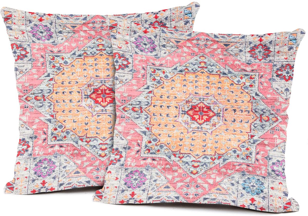 KZQ Kussenslopen - Set van 2 vierkante decoratieve kussenslopen in Boheemse stijl, zacht en duurzaam - Geschikt voor banken, woonkamers en slaapkamers - 50x62 cm - Patroon
