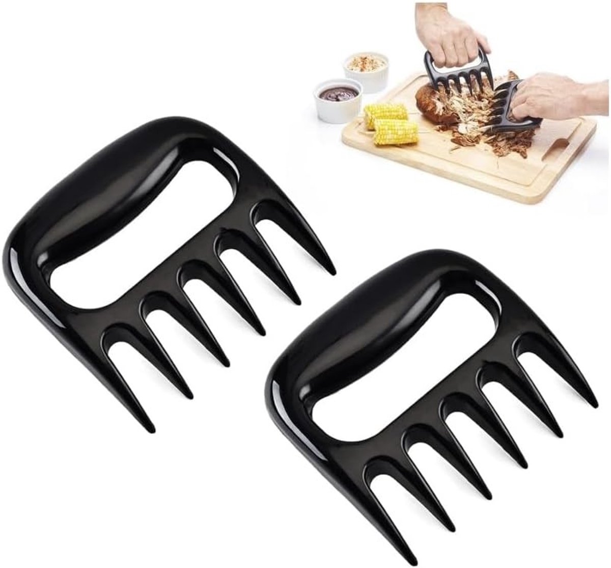 Vleesklauwen - Vlees scheuren - BBQ bereiden - Hittebestendig ontwerp - 2 stuks - Zwart