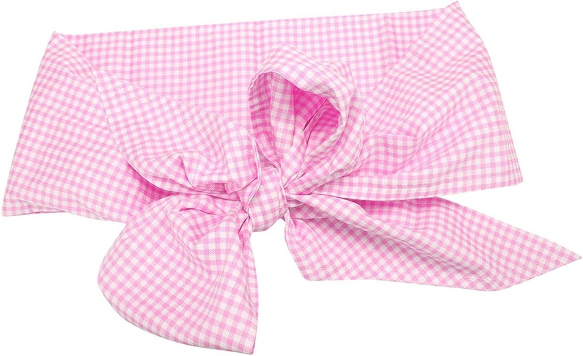 Katoenen Inbakerdoek - Babywikkel Swaddle - Babyfotoshoots - Met strikontwerp - 184x14cm - Lichtroze plaid