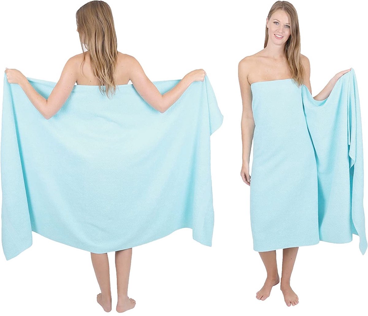 SnelShoppen - Extra groot badlaken 100 x 200 cm, super grote badlakens XL, 600 g/m², aqua/mint, ideaal voor strand, zwembad, sauna, camping, luxe badt