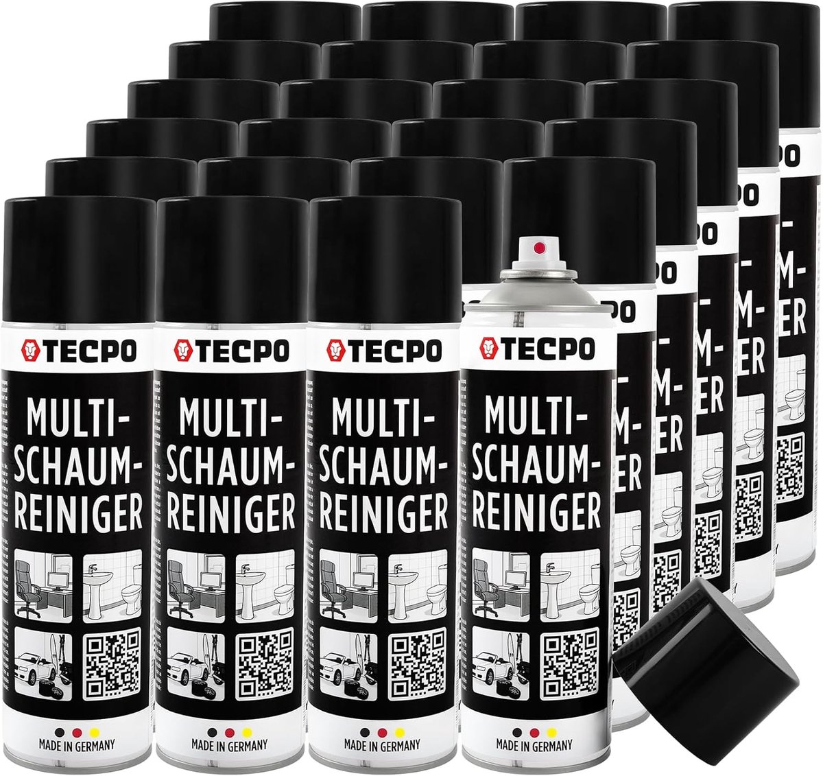 SnelShoppen - 24 x Multi-Schuimreiniger 500 ml - Auto Reinigingsmiddel voor Interieur, Kunststof, Ruiten, Kussens, Glas, Metaal - Streepvrij en Actiev