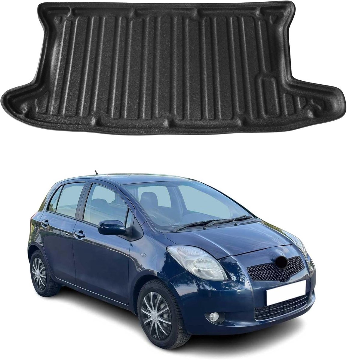SnelShoppen - OMAC Kofferbakmat Cargo Ruimte Geschikt voor Toyota Yaris 2005-2010 Hatchback 5-Deurs Rubber Waterdicht Antislip