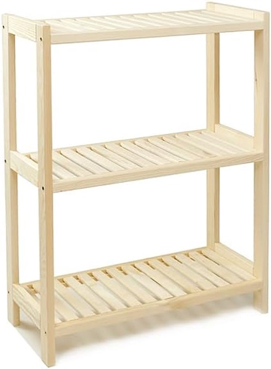 Houten Stellingkast - Opbergrek Hout - Opbergen Woonkamer - Massief Grenenhout - 93 x 60 x 38 cm - Onbehandeld