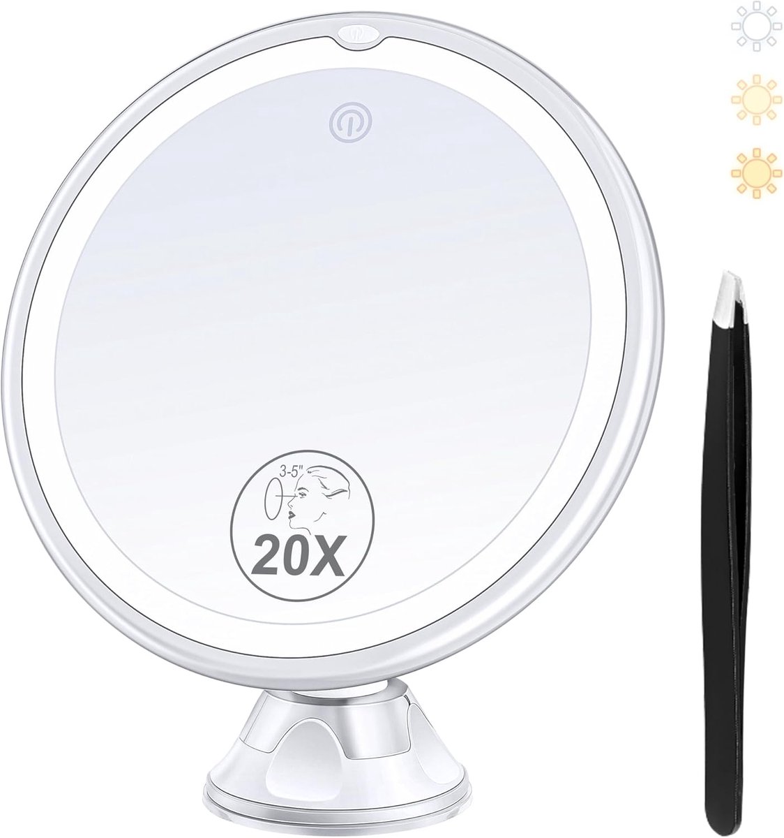 Vergrotende make-up spiegel 20x - Verlicht - Suction cup - Perfect voor precisiewerk - ShopVlot