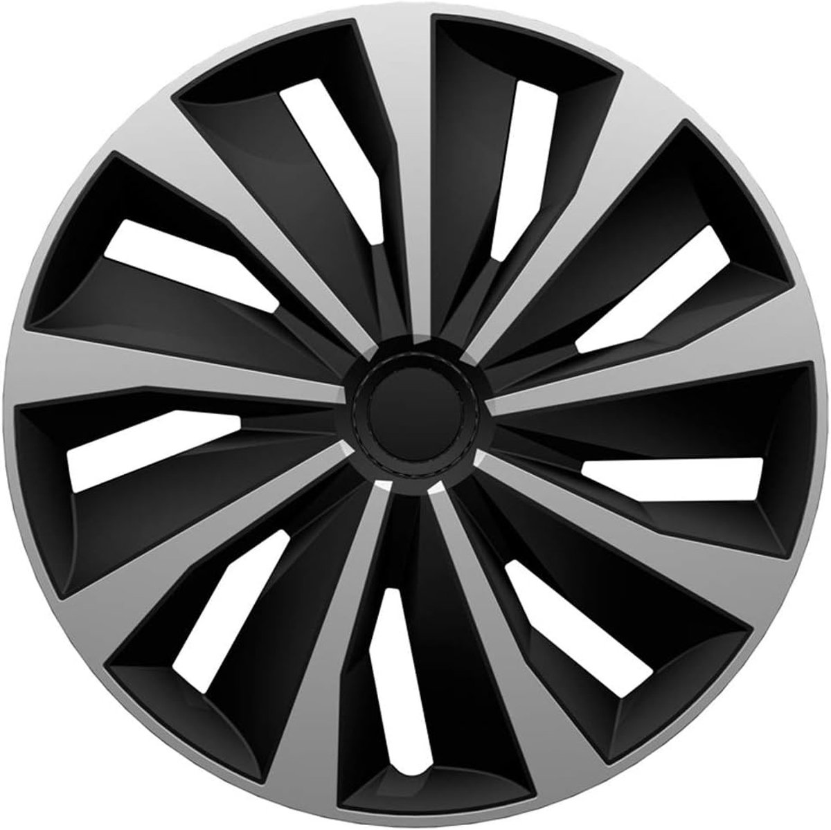 Wieldoppenset 16-inch - zilver/zwart - 4-delig - beschermt wielen - ShopVlot