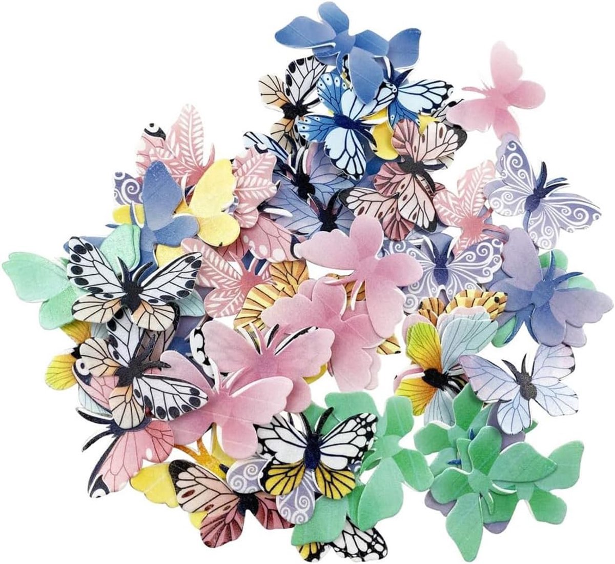 Eetbare vlinders voor taart - 72 stuks - kleverig rijstpapier - decoratieve cake-topper - SnelShoppen