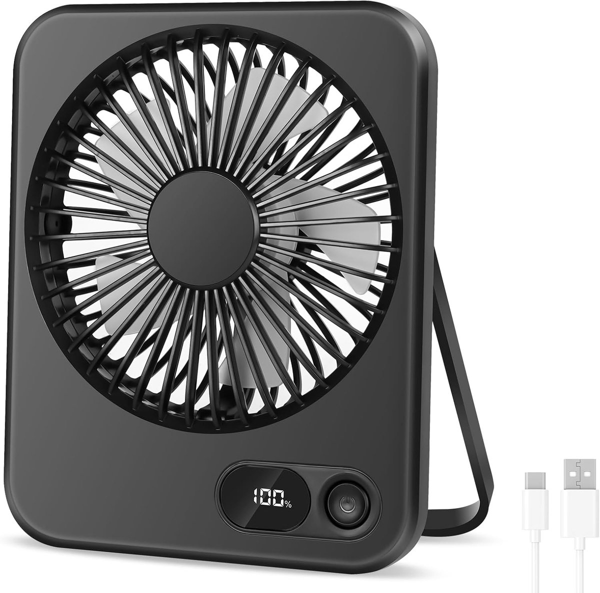 USB-bureauventilator 2000 mAh - opvouwbaar en draagbaar - stille werking - krachtige koeling voor kantoor - SnelShoppen