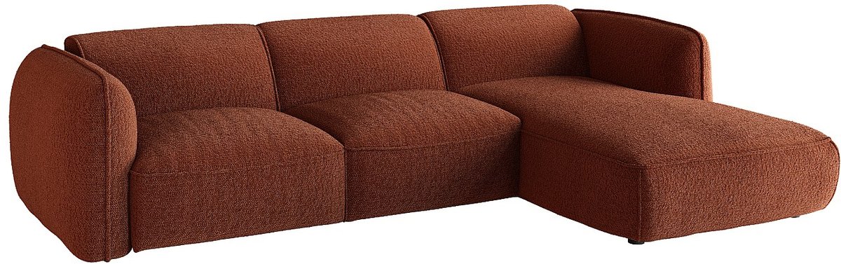 Vente-unique Modulaire hoekbank rechts in terracotta chenillestof van Maison Céphy CAMILIO