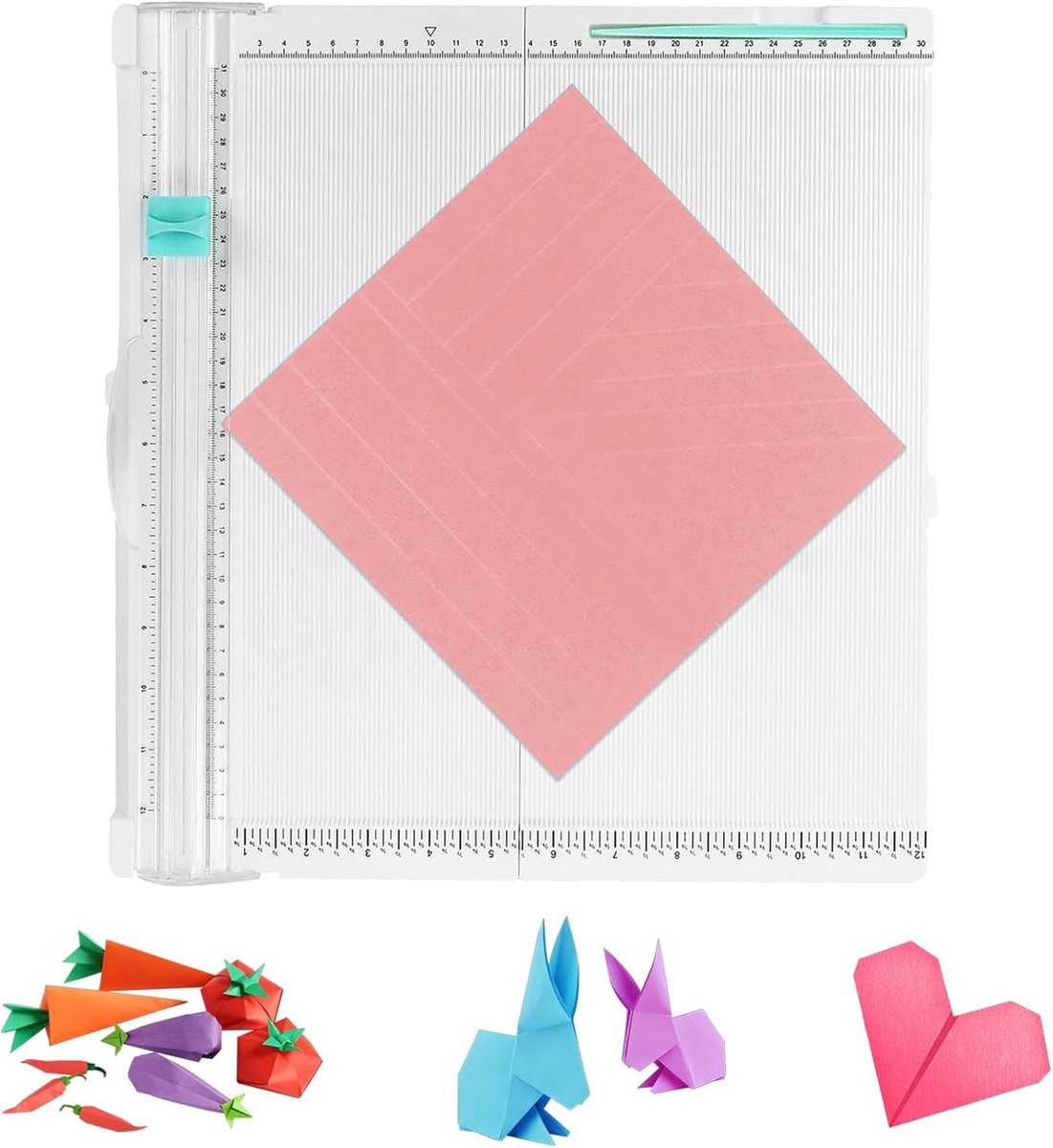 Papiersnijder Vouwplank - Snijmachine Kaarten - Hobby Projecten - Geïntegreerde Vouwlijn - 36 x 35 cm - Wit