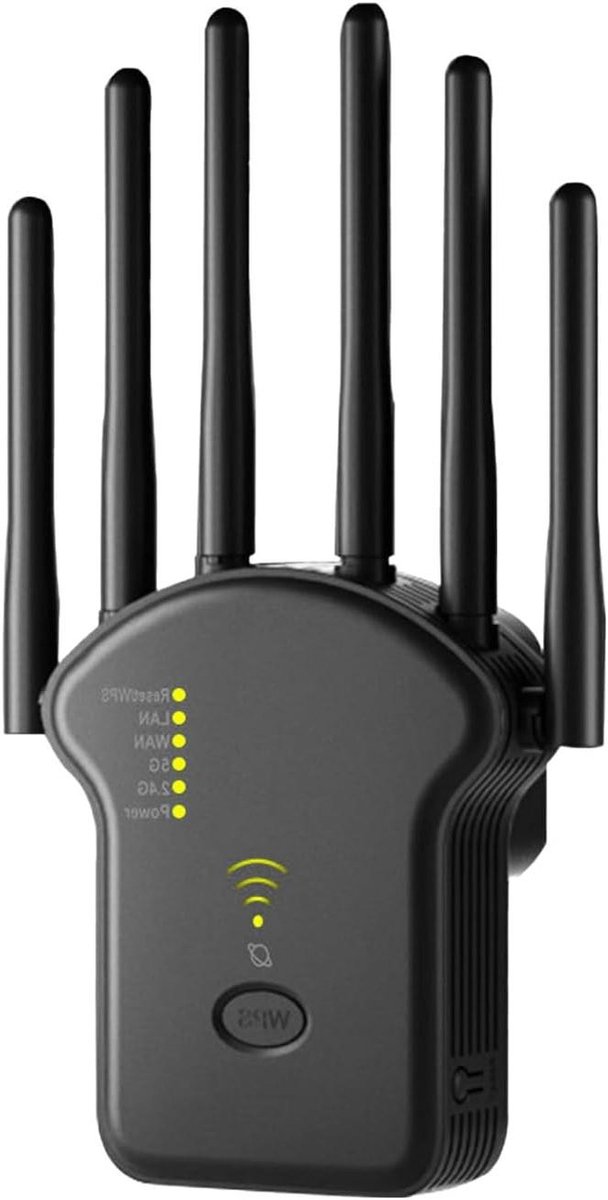 Wifi Versterker - Signaal Booster - Dode Zones Elimineren - 1200 Mbps Dual Band - 6 Antennes - Wit