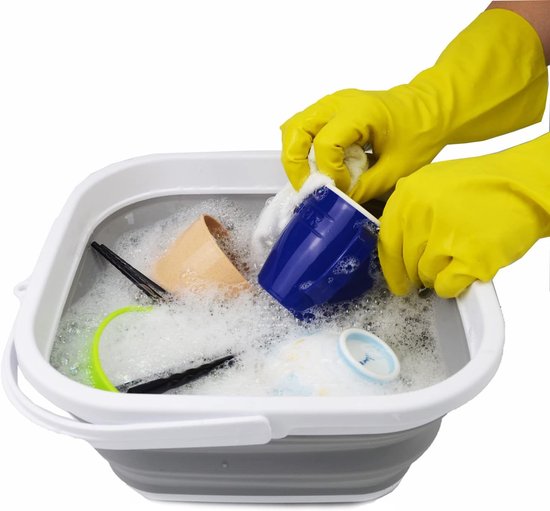 Opvouwbaar Wasbad - Draagbare Kuip - Baby Verzorging - Ruimtebesparend Ontwerp - 5.5 Liter - Wit Grijs — afbeelding 3
