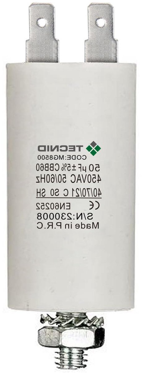 Motor Condensator - Start Condensator - Motor Ondersteuning - Permanent Gebruik - 50µF 450V - Wit