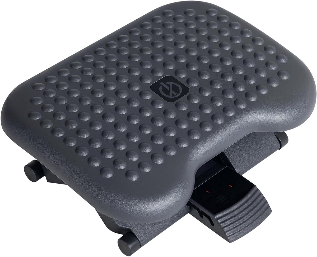 Ergonomische Voetensteun - Bureau Ondersteuning - Comfortabel Zitten - In Hoogte Verstelbaar - 46 x 35 cm - Grijs Zwart