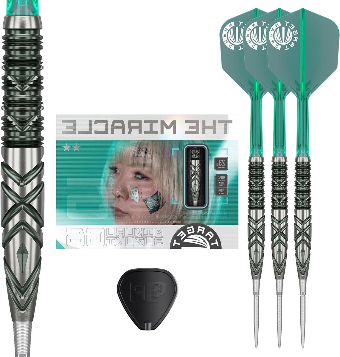 Steel Tip Darts - Dartpijlen Set - Precisie Werpen - 90% Wolfram - 23 Gram - Zilver Groen
