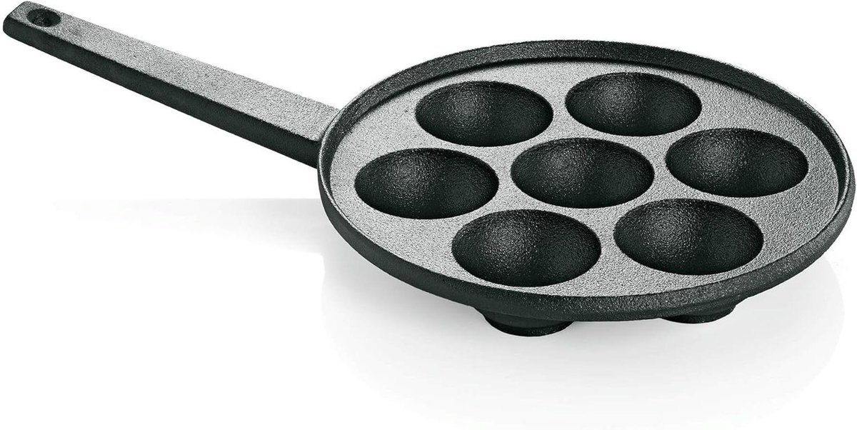 Poffertjespan - Oogjespan - Kleine pannenkoeken bakken - Gietijzeren - 20.5 cm - Zwart