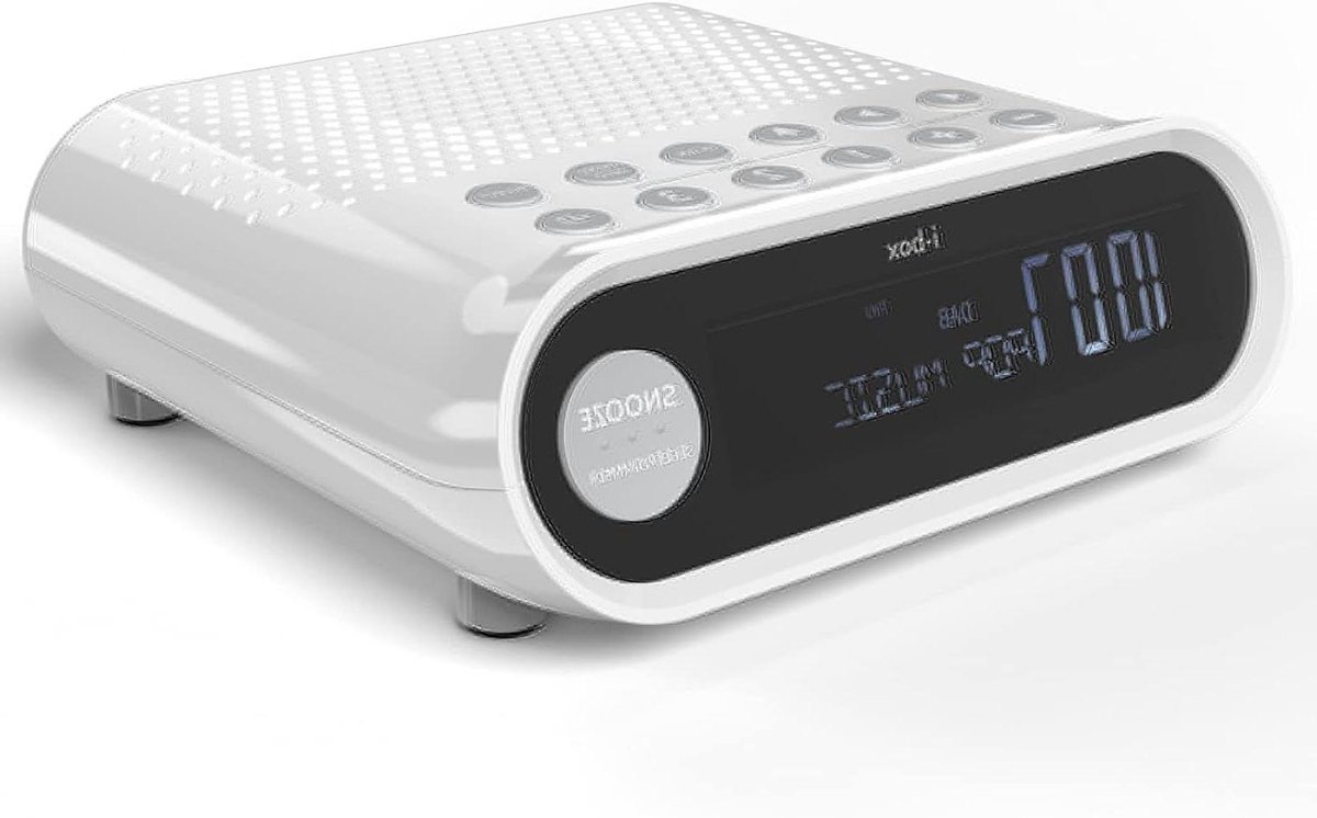 Wekker Radio - Nachtkastje Radio - Wakker Worden - Dubbele Alarmen - Compact Formaat - Wit