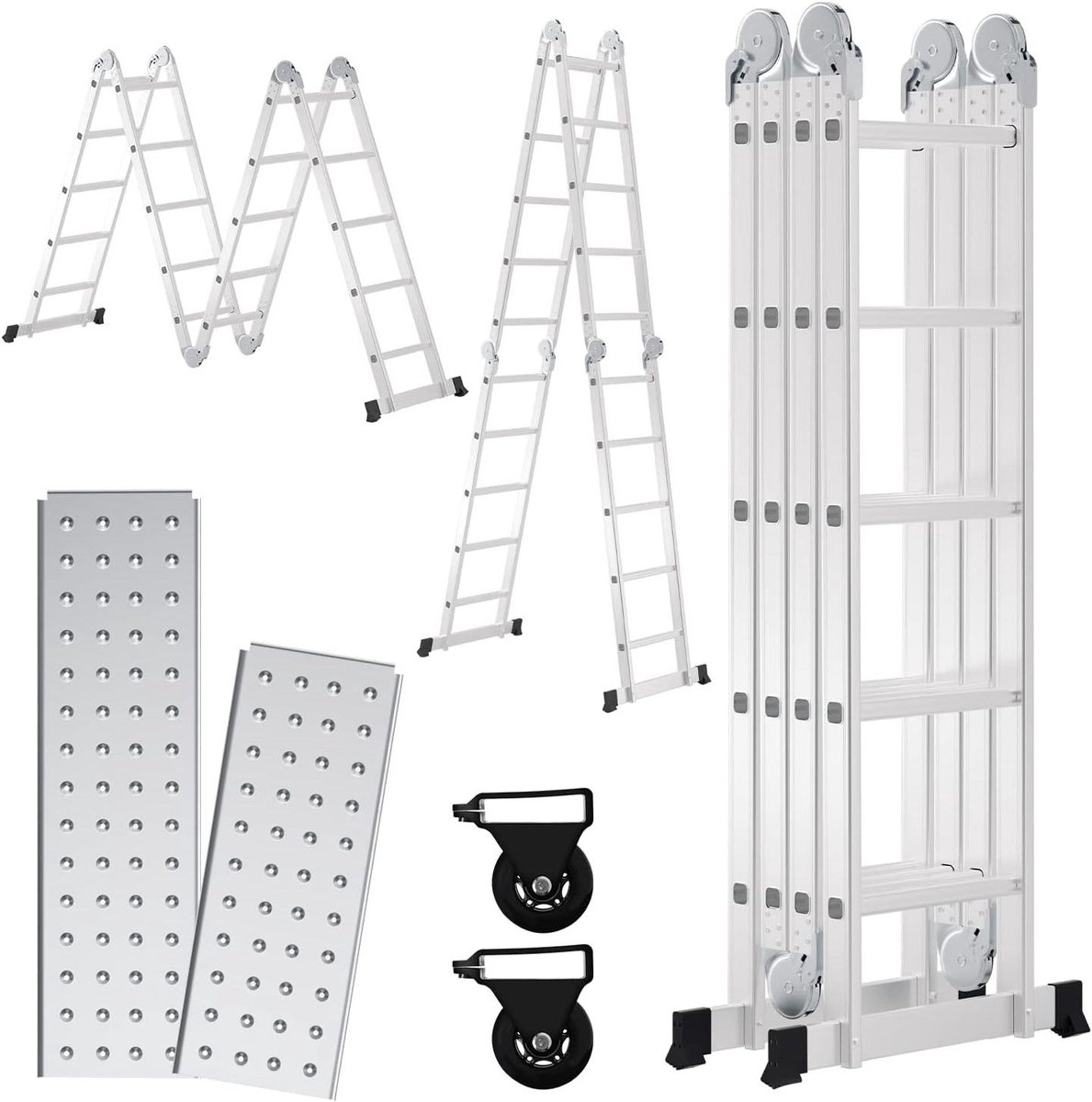 Multifunctionele Ladder - Vouwladder Steiger - Klussen Thuis - 6-in-1 Ontwerp - 58 Meter - Zilver