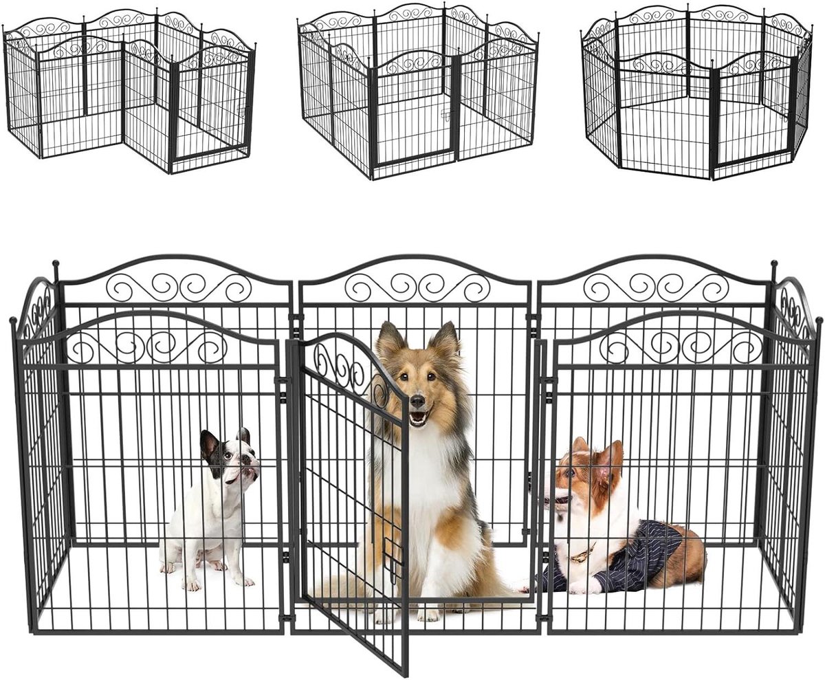 Huisdierenren - Hekken panelen - Veilig spelen - Aanpasbare vorm - 80 cm hoog - Zwart