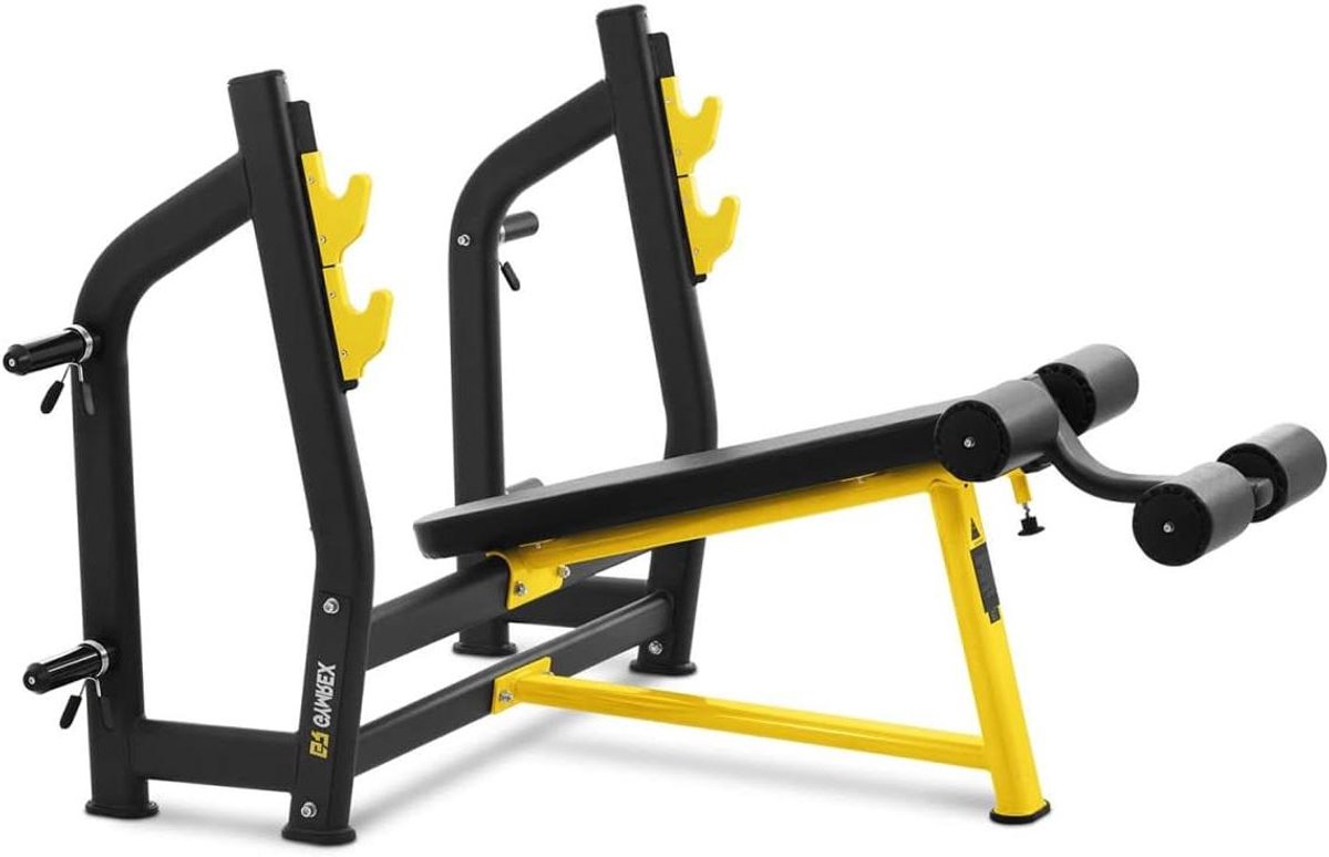 Halterbank - Bankdrukbank - Kracht training - 135 kg capaciteit - 108 x 108 cm - Zwart/Geel