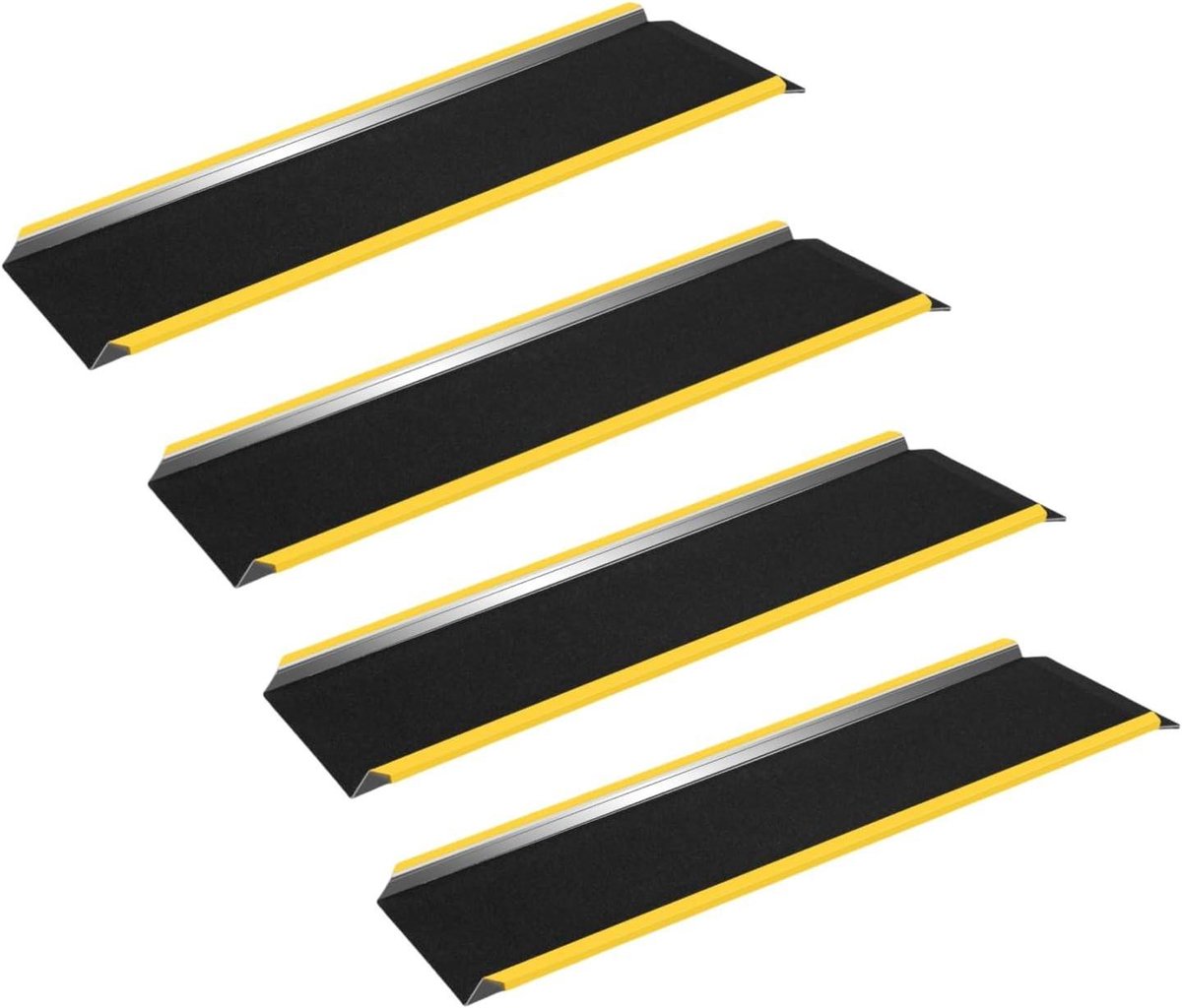 Oprijplaten Aluminium - Laadhellingen Set - Veilig Laden - Antislip Oppervlak - 600 kg Draagkracht - Zwart Geel