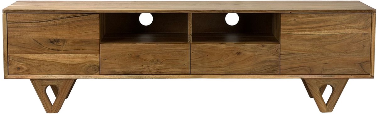 Skyport Lowboard Tv-meubel - Dressoir Kast - Massief Acaciahout 160 Cm - Warm Lichtbruin - Handgemaakt - Modern Design