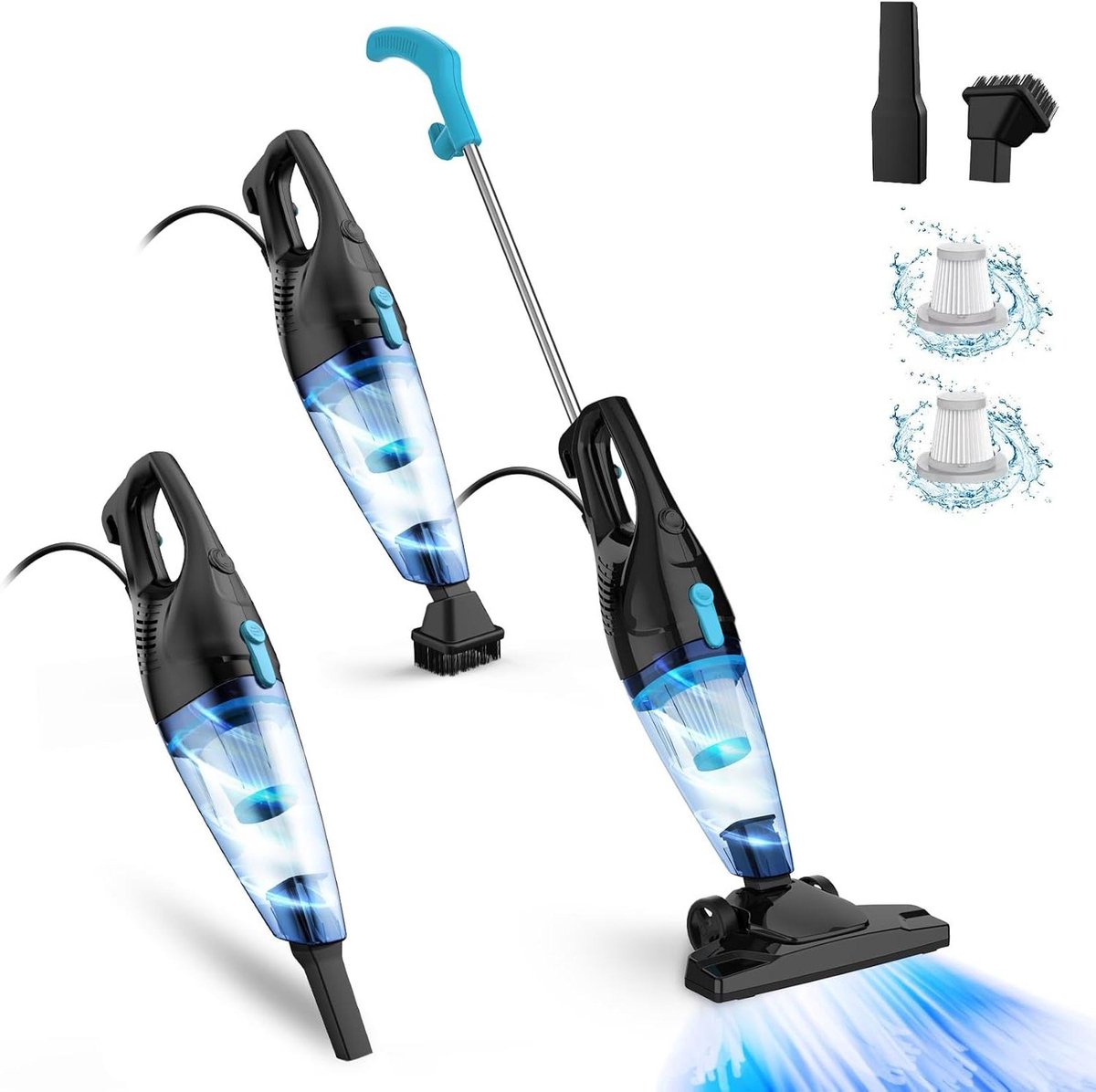 Stofzuiger met kabel - Rechtop model - Huis schoonmaken - Lichtgewicht ontwerp - 400 Watt - Grijs blauw