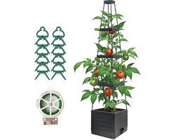 Plantenbak met klimrek - Verticale tuinbak - Planten Kweken - Zelfwaterend systeem - 173 cm hoog - Zwart