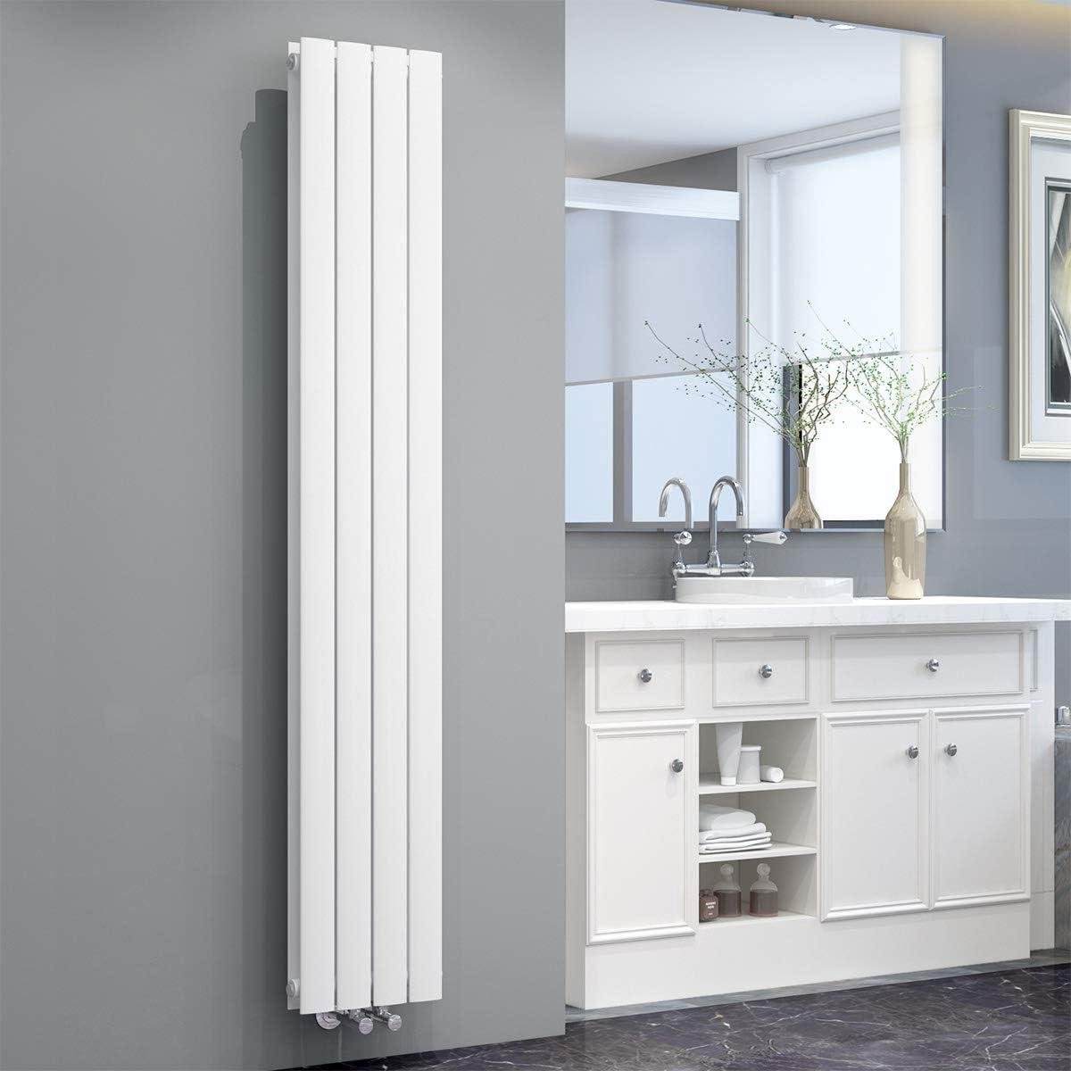 Platte radiator - Paneelverwarming verticaal - Ruimte verwarmen - Dubbellaags design - 1800x308mm - Wit