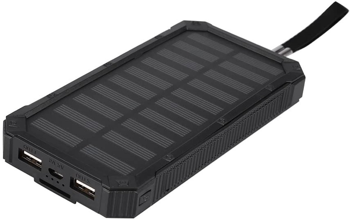 Dailygoods - Powerbank-behuizing - Dubbele USB - Compact en lichtgewicht - Zwart - Zonne-energiebank - Ideaal voor sportreizen - Draagbaar model