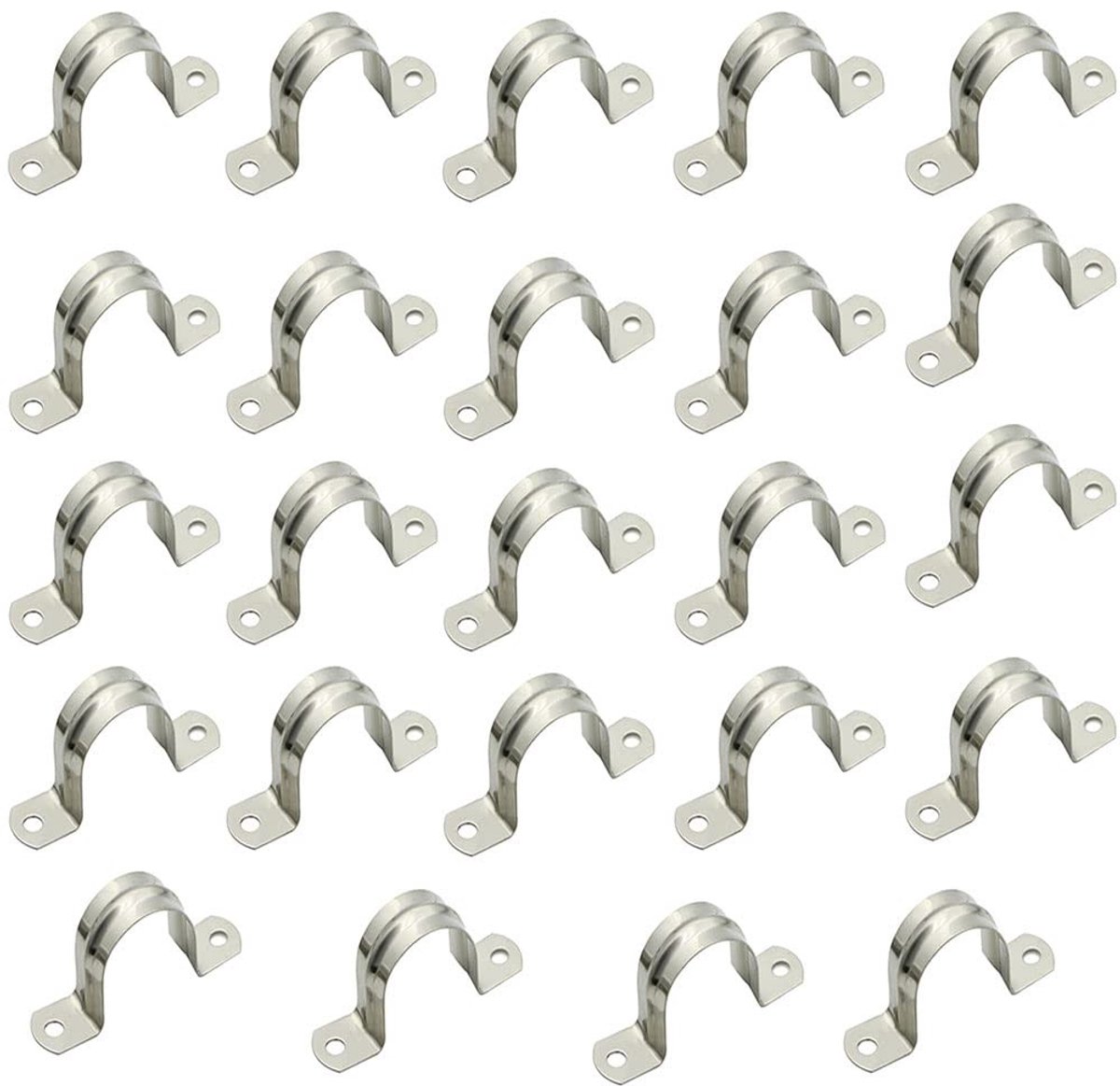Dailygoods- Pijpklem 25mm - 24 Stuks - U-vormige Beugel - Roestvrij Staal - Corrosiebestendig - Voor Sanitair en Petrochemie - Buisbeugel