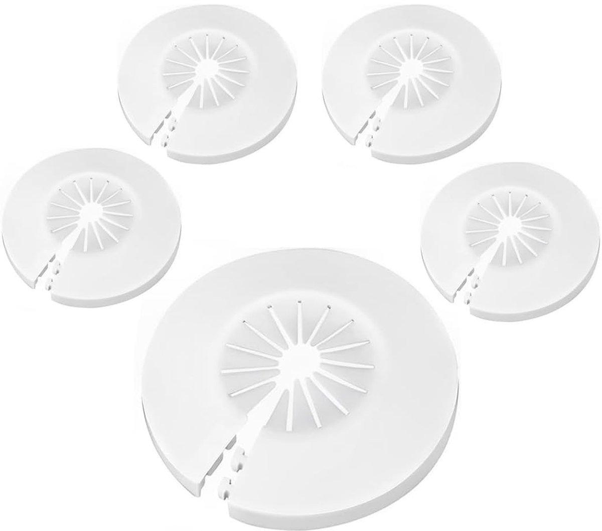 Dailygoods- Verwarmingsbuis-rozet - Buisafdekking 30-55 mm - 5 Stuks - Wit - Hoogwaardig PP-kunststof - Eenvoudige installatie