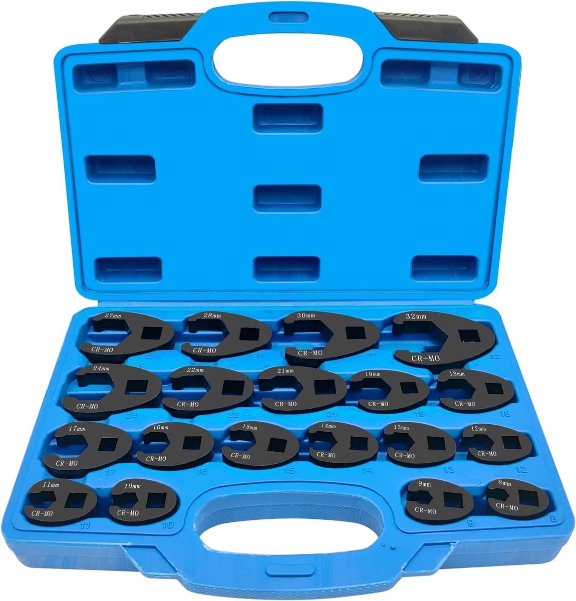 Dailygoods- Kraaienpootjes Set 19 Stuks - Metrische Moersleutels 8-32 mm - Chroommolybdeen Staal - Professionele Kwaliteit - Vervangbare Sleutels - Moersleutel