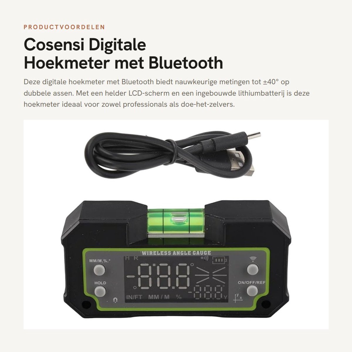 Dailygoods - Digitale Hoekmeter met Bluetooth en Dubbele Assen